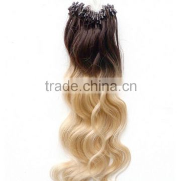 remy human hair soft and last long time micro bead ombre hair extensions