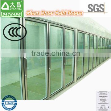 Display cold room with glass door for supermarket and store use