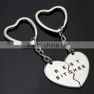 Hot Keyrings Friendship Gifts Heart Pendant Best Bitches Key Chain