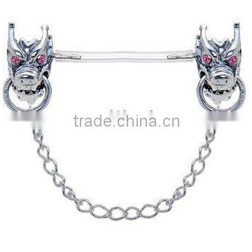 fashion 316L stainless steel two cow nipple jewelry Nipple Piercing Jewlery