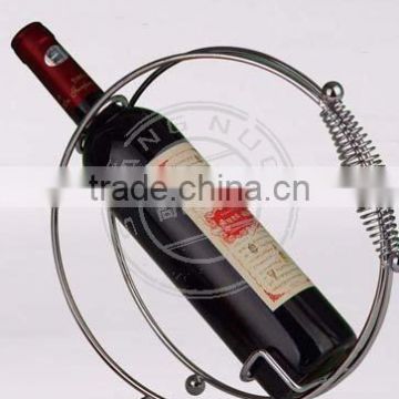 Round shape standing iron wire wine rack