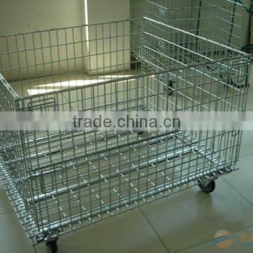 supermarket galvanized wire mesh metal storage cage with wheels