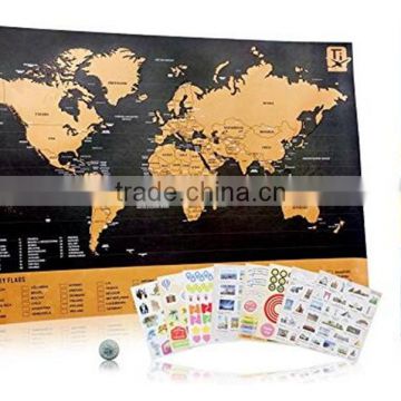Travel Inspired Scratch Wanderlust Poster Map with 229 Travel Stickers