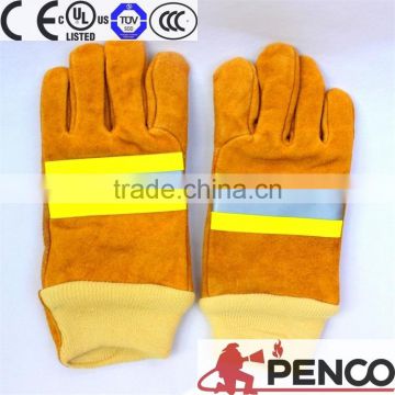 fire fight safety 3m reflective cowhide leather firefighter recuse construction working gloves