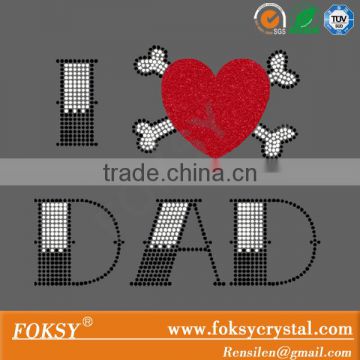I LOVE DAD! father's day rhinestone and glitter iron on transfers for Tshirts