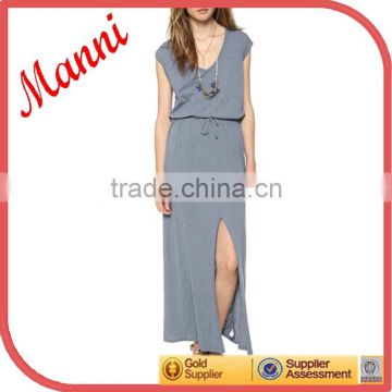 Manni Women Soft Slubbed Jersey Casual Velvet Maxi Dress