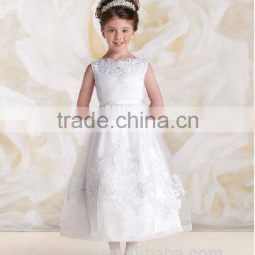 lovely satin off shoulder baby gown lace discount flower girl derss