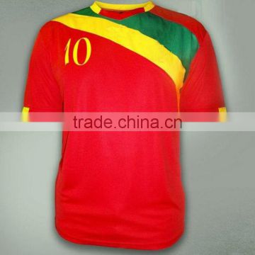 Produce yellow and red soccer jersey shirt