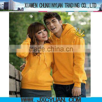 good quality yellow couple unisex plain blank pullover hooded sweatshirt for importing