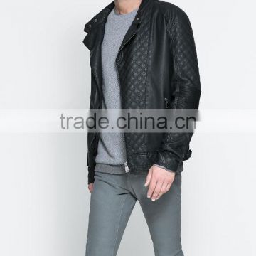 Wholesale new directions black biker jacket with elbow patches for men