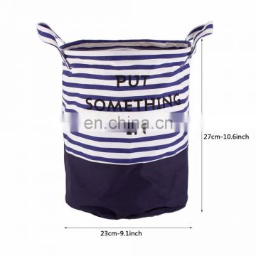 blue stripe canvas waterproof round collabsible hemp trolley vintage laundry basket polyethylene laundry bags baskets in bulk