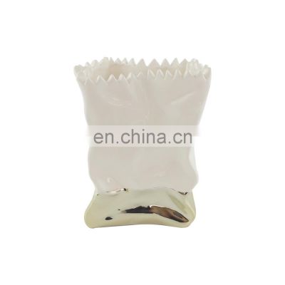 recycled 6 inch  paper bag shaped ceramique ceramic non woven bag for flower vase