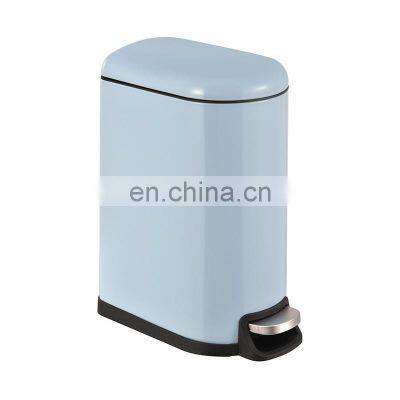 Rectangular stainless steel foot pedal gabrage bin food waste bin with light color office metal waste bin