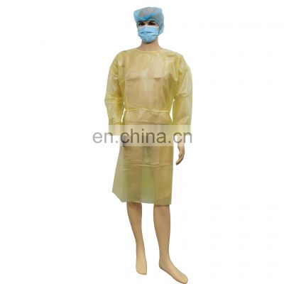 hospital use disposable pp isolation gowns with knitted cuff