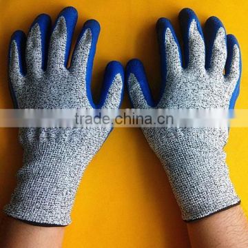 13 gauge knitted HPPE seamless gloves, latex coated cut resistant gloves