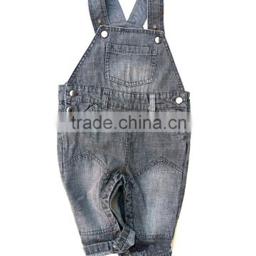 Wholesale Boy Romper soft cotton Baby Overall Gray Denim Suspender Trousers