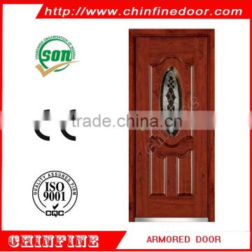 latest flat design steel main wooden armored door (CF-M083)