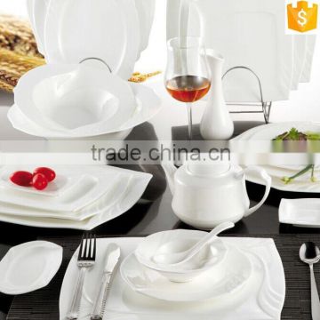 unique design tableware sets plates/dishes/bowls/tea pot white color ceramic bone china dinner sets