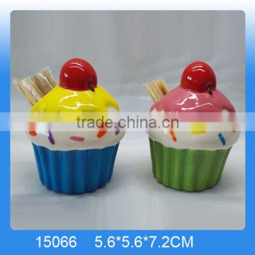 Wholesale creative ice cream shaped ceramic toothpick stand