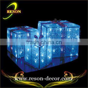 blue 3d chrsitmas decoration LED gift dox