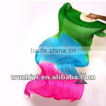 2012 wholesale green blue rose mixing color Belly Dance Silk Fans veil DJ1022