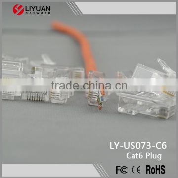 LY-US073-C6 ningbo liyuan cat6 RJ45 Modular Plug with Holes