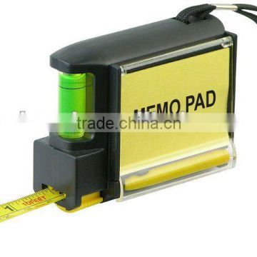 tape measure with notepad,level