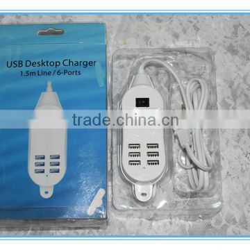 6 USB Port 220V 5000 MA travel socket with usb smart charger