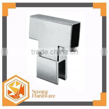 PC-41 Bathroom glass door square tubing clip/ pipe hinges ,shower glass door stainless steel 180 degree 3 ways pipe connector