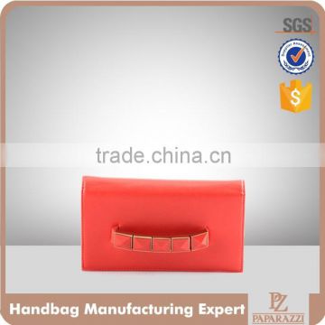 3845-The best handbag manufacturer in Guangzhou design matching color studs saffiano PU luxury clutch