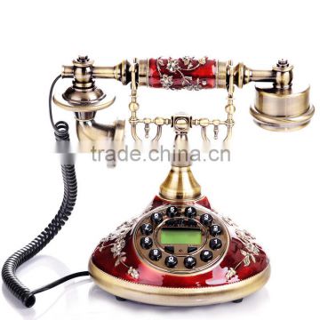 Antique Caller ID Phone Red Decorative Corded Telephone For Sale
