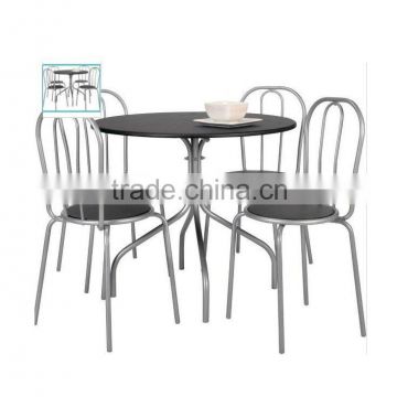 Dining Table and 4 Chairs - Black & Silver 1+4 Dining Tables and Chairs