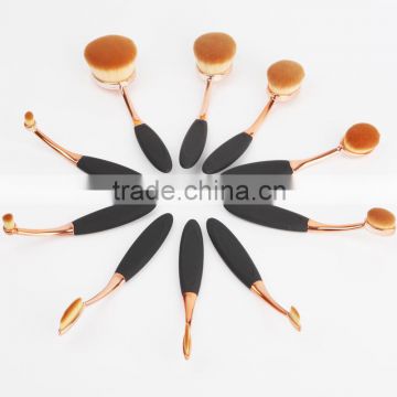 High Quality New arrive Oval tooth brush design makeup brush,10pcs Oval brush set
