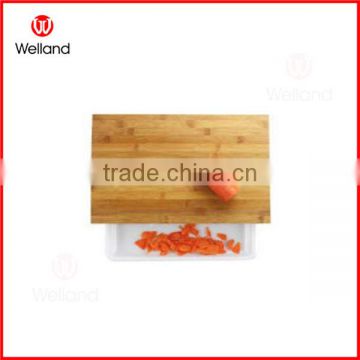 wooden chopping board with 1 plastic drawers