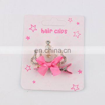 Fashion children girl cute crown shiny hair clips with bowknot flower clips