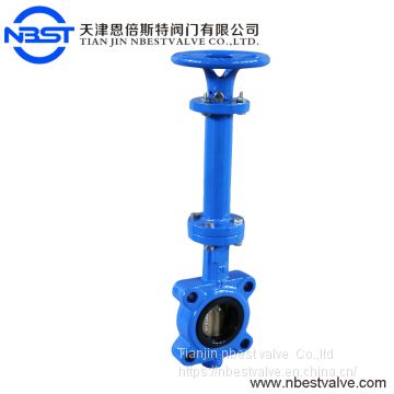 Manual Gearbox Cast Iron Long Neck Butterfly Valve Low Pressure Casting