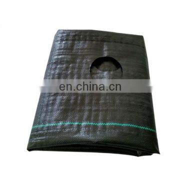 100g pe woven fabric weed control mat/black ground cover fabric cloth with holes in rolls