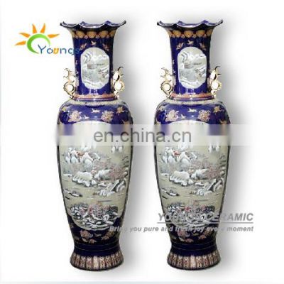 Gorgeous home decorative tall snow designs porcelain vases with double ear