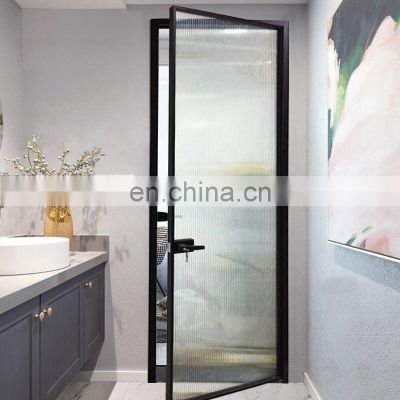 French style slim double  frosted glass aluminum toilet door