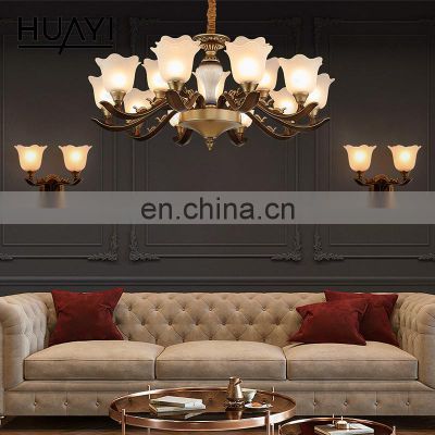 HUAYI Special Design Zinc Alloy Carving Hotel Living Room Dining Room Modern LED Ceiling Chandelier