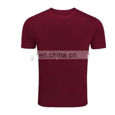 Burgundy Color Wholesale Custom Printing T-Shirt Round Neck T Shirts For Men  Moisture Wicking Sport