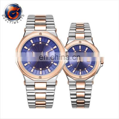 Best Valentines Gift Luxury Blue Dial Steel Band Steel Case Japan Quartz Lover Watch Pair Watch