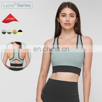 Adjustable Buckle Recycled Sports Bra Back Pockets Custom Yoga Hollow Backless High Support Tops