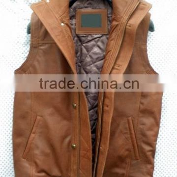 Leather vest with linning