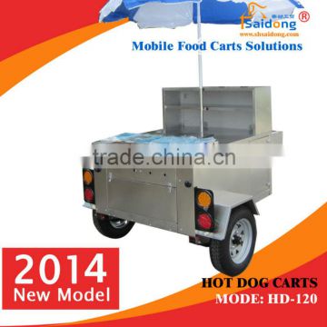 CE durable mobile hot dog cart design hot dog trailer/hot dog kiosk