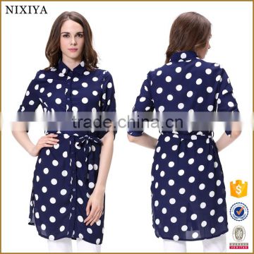 2015 womens shirts wholesale black and white dot print long sleeve                        
                                                                                Supplier's Choice
