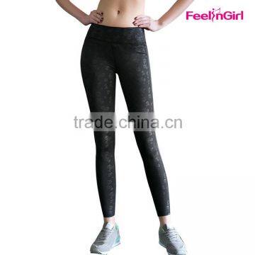 2016 Black High Waist Cropped Leggings Fitness Trouser