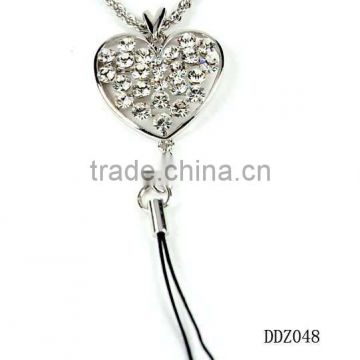 Fashion jewelry,Crystal /Rhinestone Necklace & Mobile Phone Heart Pendant