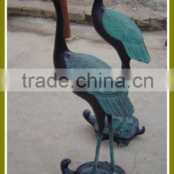 bronze crane animal sculpture