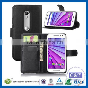 C&T 2015 Newest design leather phone case for motorola droid turbo 2 with card slot